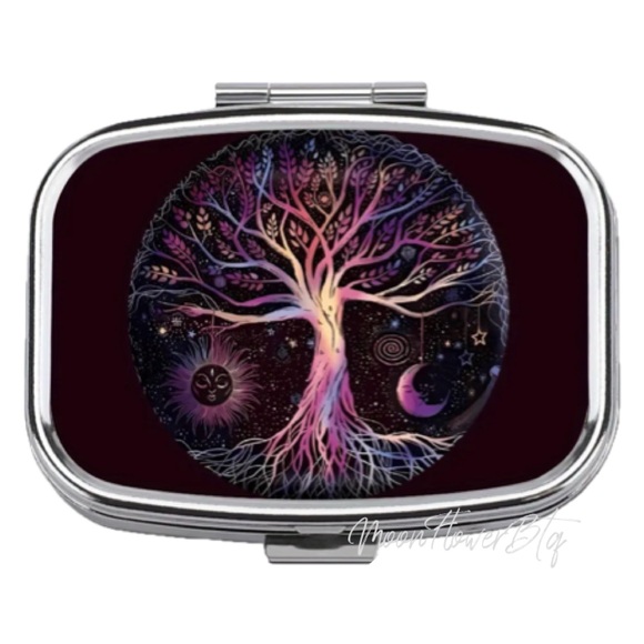 Tree of Life Pill Case Travel Container - Picture 1 of 9
